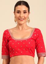 Raw Silk Red Traditional Wear Embroidery Work Blouse